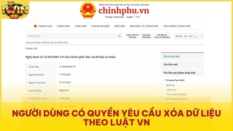 Người dung có quyền yêu cầu xóa dữ liệu theo luật VN
